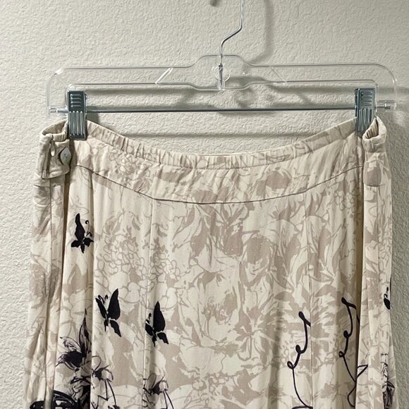 SOFT SURROUNDINGS "Spring Fever" Maxi Skirt Butterfly/Floral Ivory & Brown PL - Picture 9 of 11